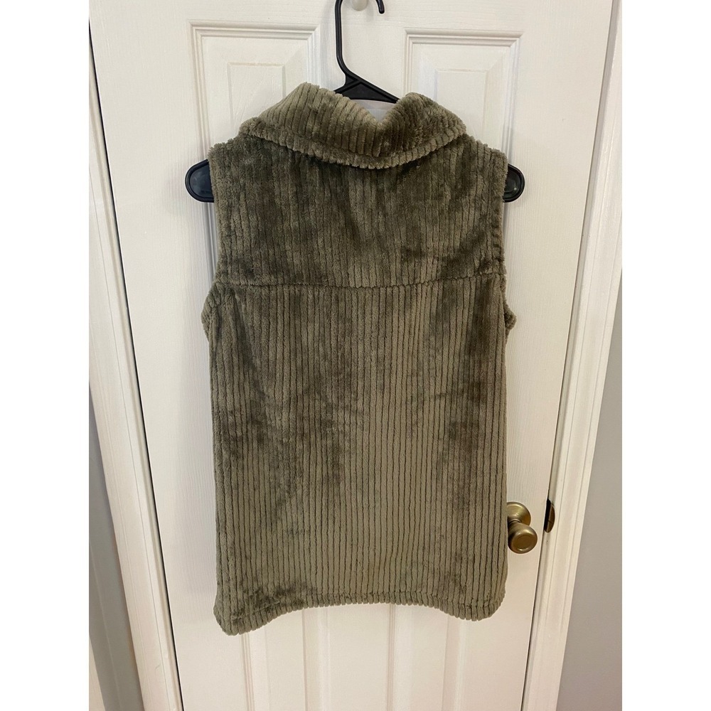 Columbia Fire Side Sherpa Vest Womens Medium Olive Green Full Zip Fleece AL2764 - Picture 8 of 10